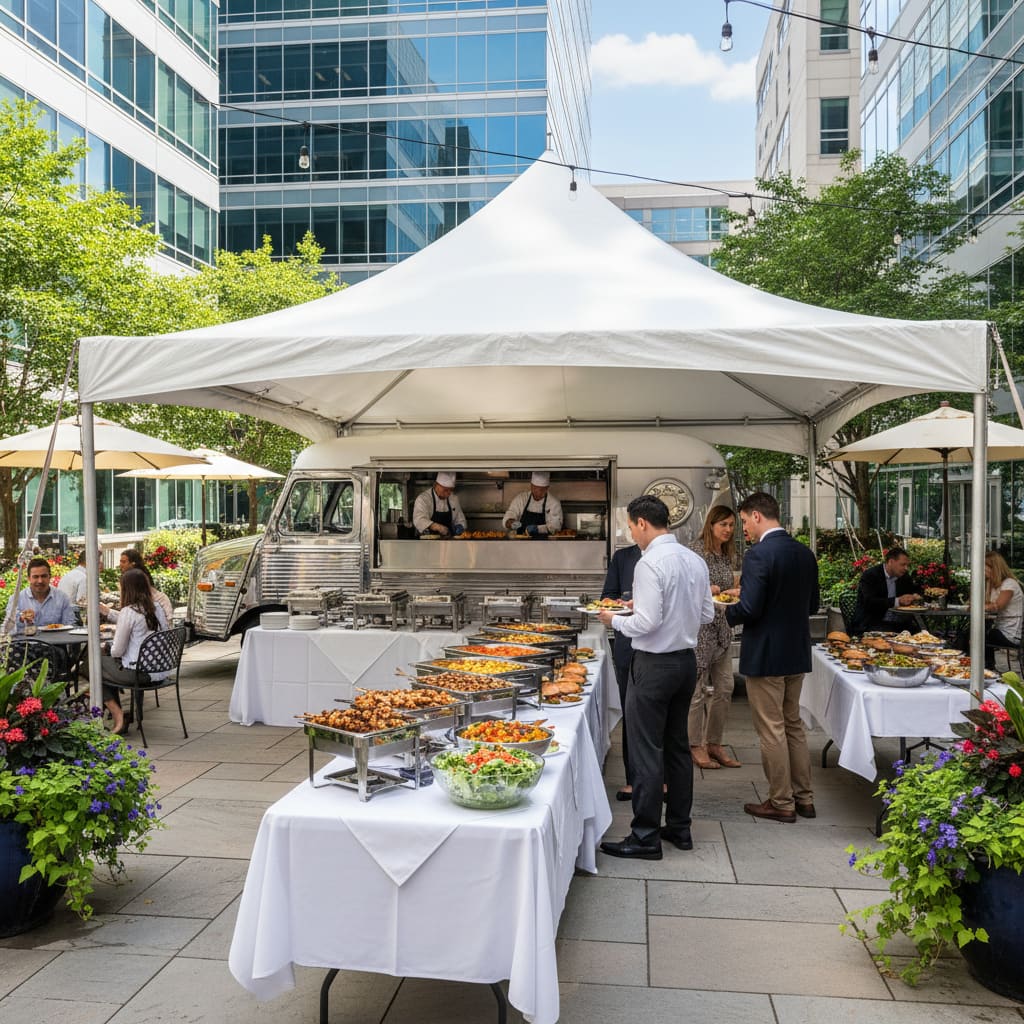 Food truck catering a corporate lunch